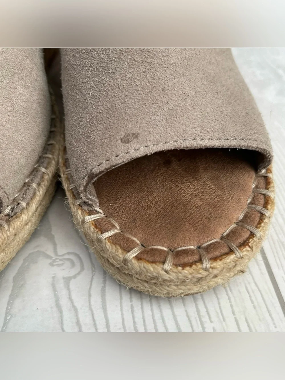 TOMS Monica Wedge Espadrille Sandals Desert Taupe Suede Size 9.5 M